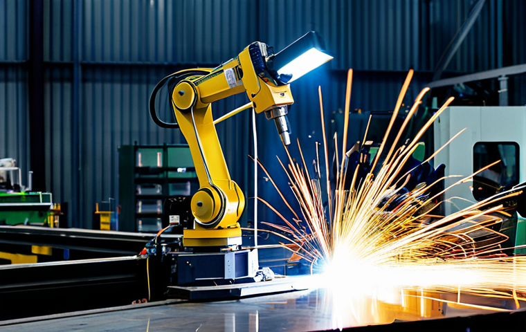 Automated Welding**

"A modern factory floor showcasing a robotic arm performing automated welding on a metal component. Sparks are flying, and the robot is precisely welding along a seam. The scene is well-lit, highlighting the precision and efficiency of the process. Other machinery and components are visible in the background. Safety equipment like fume extractors are in place. Fully clothed worker observing. Appropriate attire. Professional industrial photography. Safe for work. Perfect anatomy, correct proportions, natural pose, well-formed hands, proper finger count, natural body proportions, professional, family-friendly, modest."

**