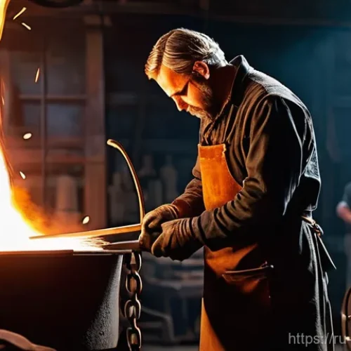 금속공예와 시계 제작 - **Prompt: The Alchemist of Iron**
    A powerful and focused metal smith, dressed in a sturdy leathe...