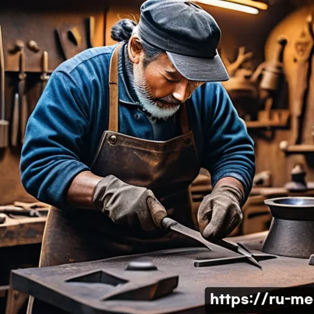 금속공예 컬렉션과 소장 가치 - A master artisan forging intricate metalwork in a traditional workshop, surrounded by tools like ham...