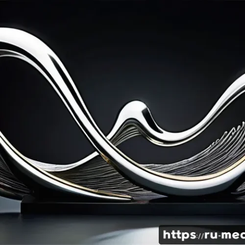 금속 조각과 조형 기법 - A contemporary metal sculpture showcasing the fluidity and texture of forged steel, featuring smooth...