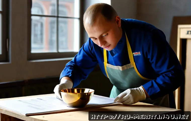 Home 17 금속공예 해외 시장 진출 - Photorealistic artisan metalwork export preparation in a bright Moscow design studio, a skilled craf...